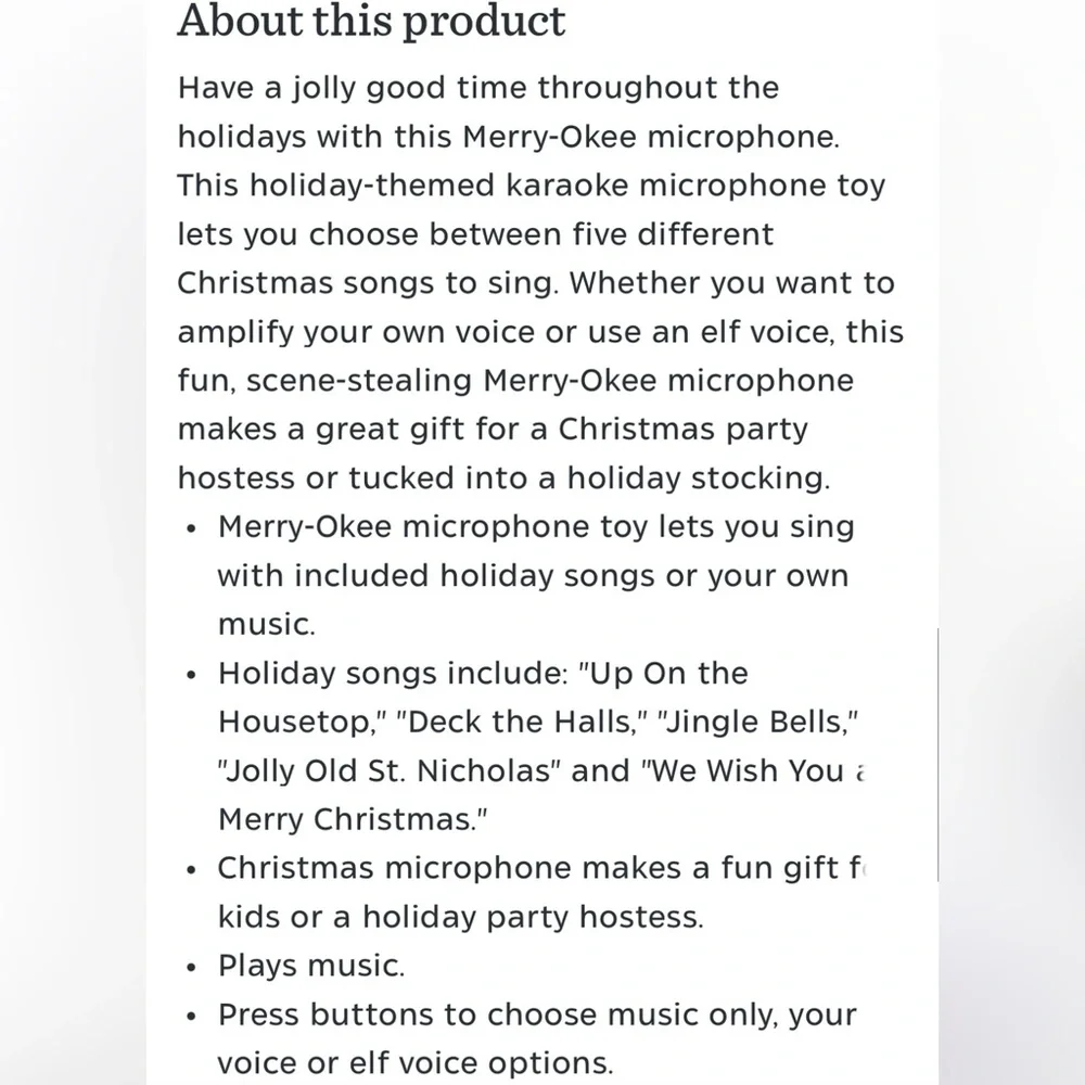 Hallmark Merry-Okee Christmas Interactive Microphone